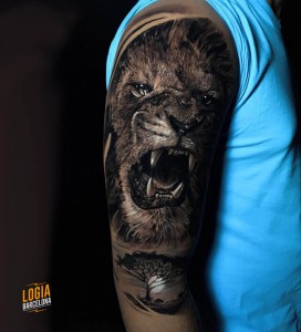 Tatuajes_leon_realismo_Tobias_Agustini_Logia_Barcelona 